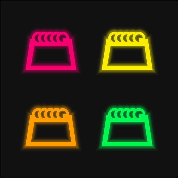 Leere Seite mit Frühling am oberen Rand vier Farben leuchtenden Neon-Vektor-Symbol - Vektor, Bild