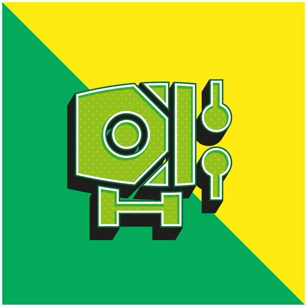Bedug Logo icona vettoriale 3d moderna verde e gialla - Vettoriali, immagini