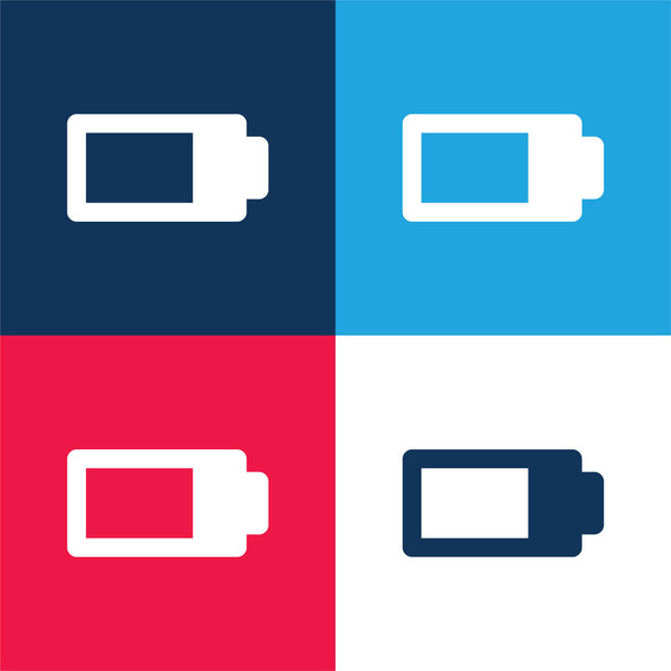 Battery Almost Full blue and red four color minimal icon set - Vector, Image