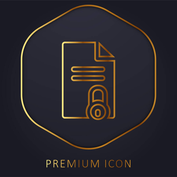 Geblokkeerd Bestand gouden lijn premium logo of pictogram - Vector, afbeelding