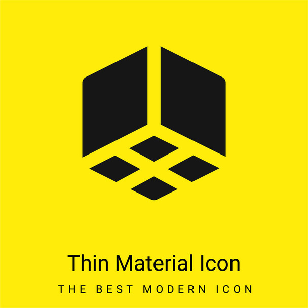 3d Cube minimal bright yellow material icon - Vector, Image