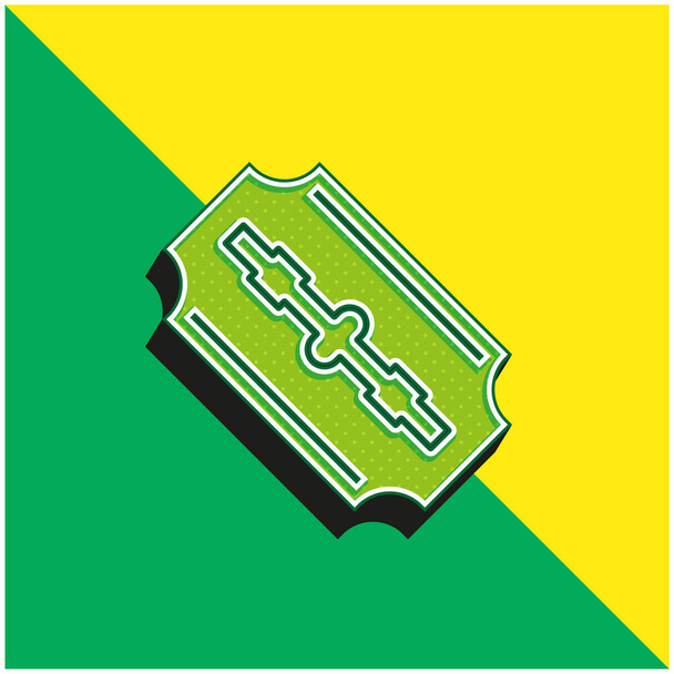 Lâminas Verde e amarelo moderno logotipo vetor 3d ícone - Vetor, Imagem