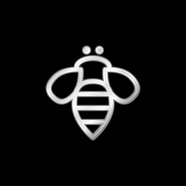 Inseto de abelha Esboço prata banhado ícone metálico - Vetor, Imagem