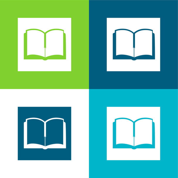 Livro em quadrado plano de quatro cores conjunto de ícones mínimos - Vetor, Imagem