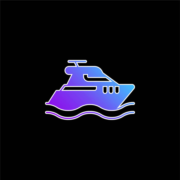 Ícone de vetor gradiente azul barco - Vetor, Imagem