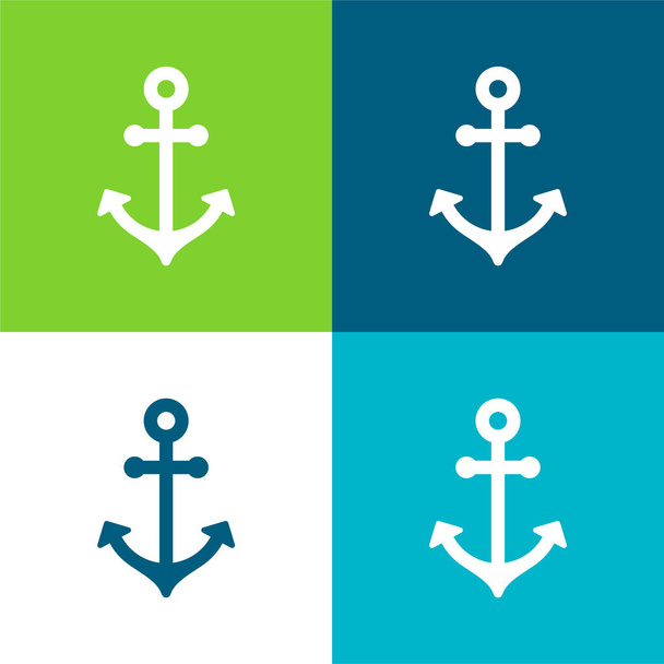 Ancoraggio barca piatto quattro colori set icona minima - Vettoriali, immagini