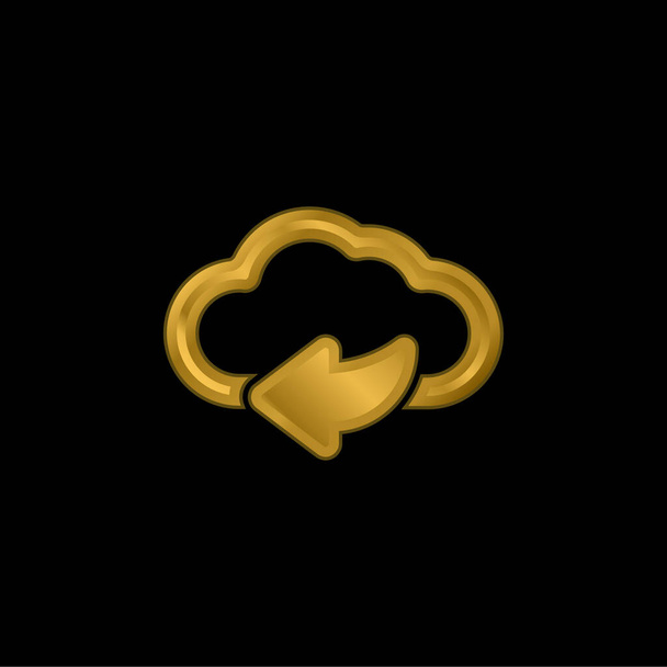 Powrót Strzałka W Internecie Chmura złocona metaliczna ikona lub wektor logo - Wektor, obraz