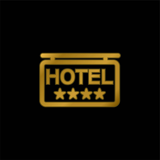 4 Estrellas Hotel Signal chapado en oro icono metálico o logo vector - Vector, imagen