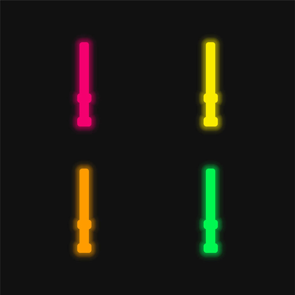 Schlagstock vier Farben leuchtenden Neon-Vektor-Symbol - Vektor, Bild
