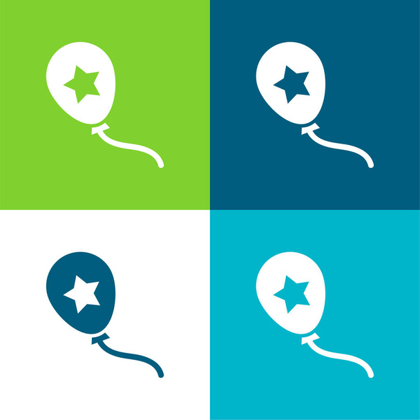Palloncino con un set di icone minimali a quattro colori Star Flat - Vettoriali, immagini