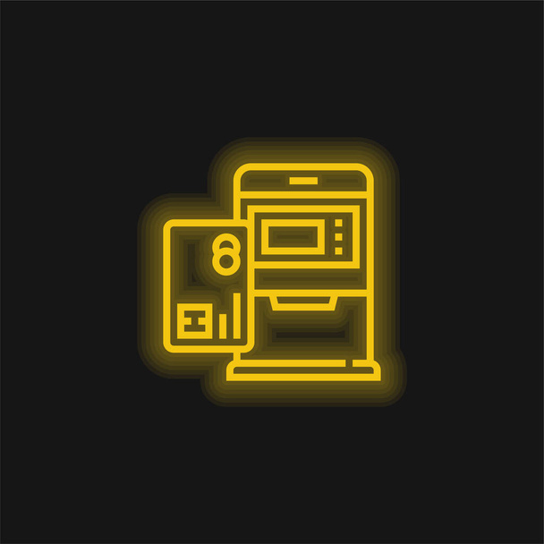 ATM sárga izzó neon ikon - Vektor, kép