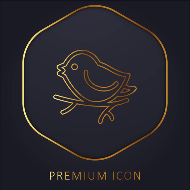 Kuş Dalda Altın Hat prim logosu veya simgesi - Vektör, Görsel