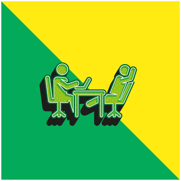 Burza mózgów Zielone i żółte nowoczesne logo wektora 3D - Wektor, obraz