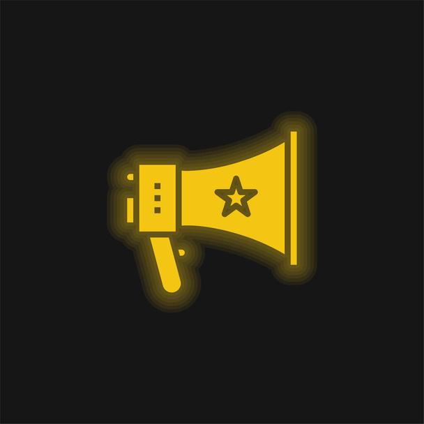Annoncez l'icône jaune néon brillant - Vecteur, image