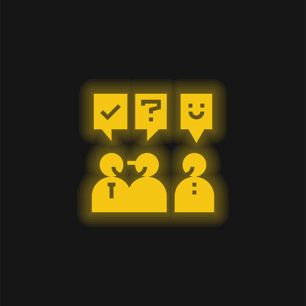 Pergunte amarelo brilhante ícone de néon - Vetor, Imagem