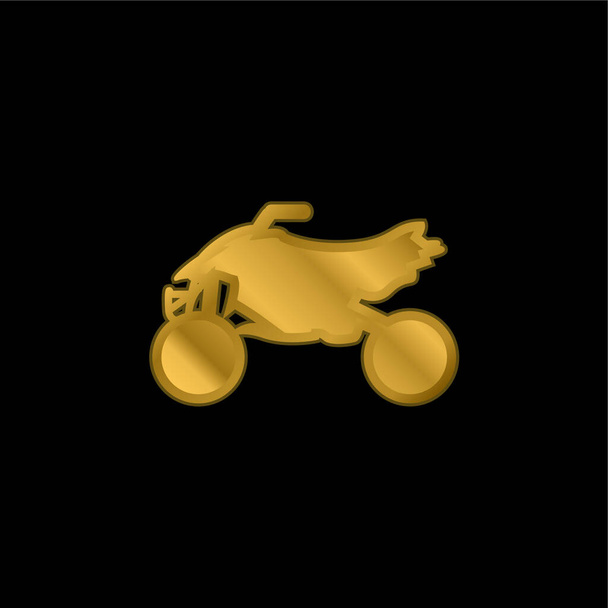 Vehículo todo terreno moto chapado en oro icono metálico o logo vector - Vector, Imagen
