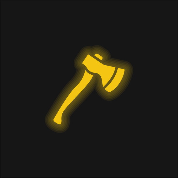 Hacha amarillo brillante icono de neón - Vector, imagen