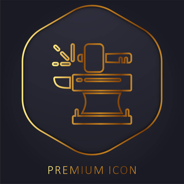 Blacksmith linha dourada logotipo premium ou ícone - Vetor, Imagem