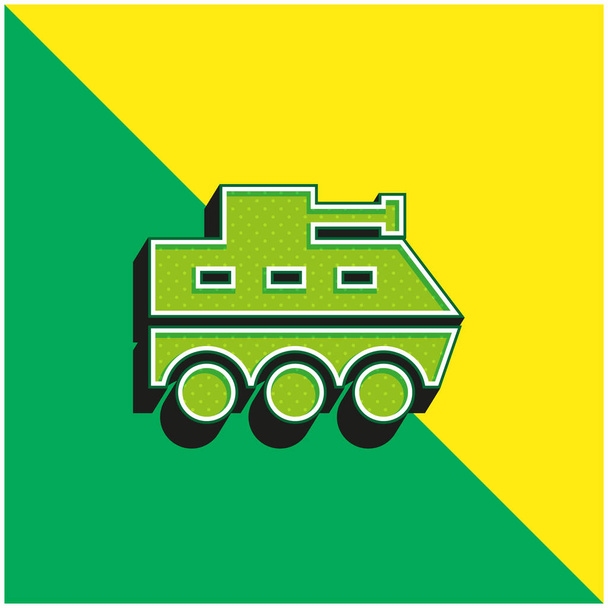 Véhicule blindé Logo vectoriel 3D moderne vert et jaune - Vecteur, image