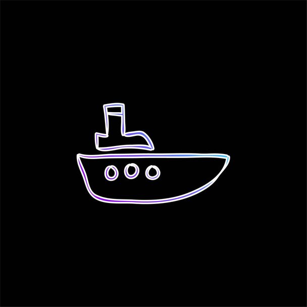 Ícone de vetor gradiente azul desenhado à mão de barco - Vetor, Imagem