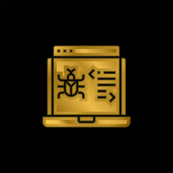 Antivirus chapado en oro icono metálico o logo vector - Vector, Imagen