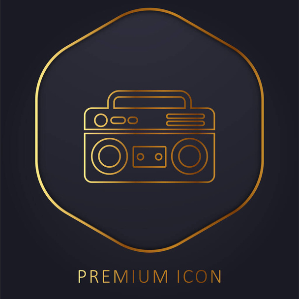 Boombox linha dourada logotipo premium ou ícone - Vetor, Imagem