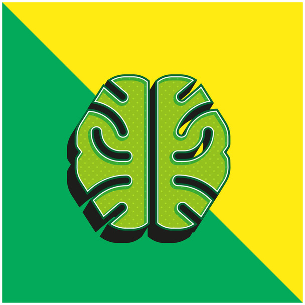 Brain Green and yellow modern 3d vector icon logo - Vector, Image