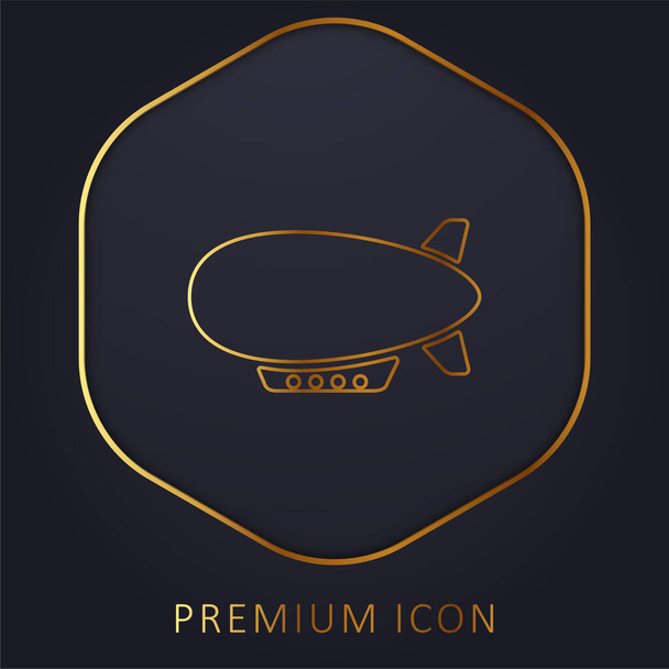 Airship Side View golden line premium logo or icon - Vector, Image