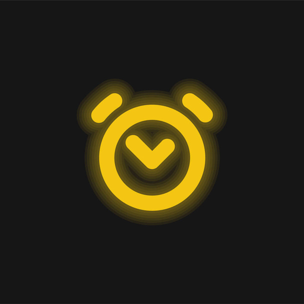 Alarm Saati sarı parlayan neon simgesi - Vektör, Görsel
