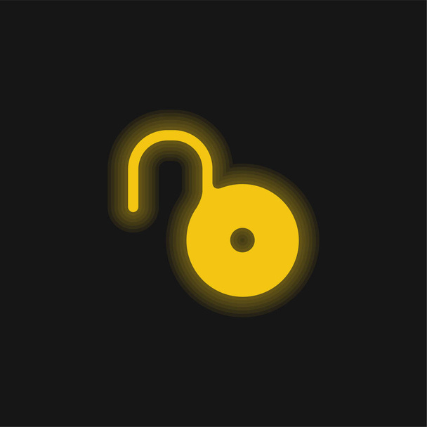 Bolt Opened yellow glowing neon icon - Vector, Image