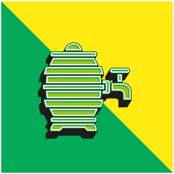 Barrel Zöld és sárga modern 3D vektor ikon logó - Vektor, kép