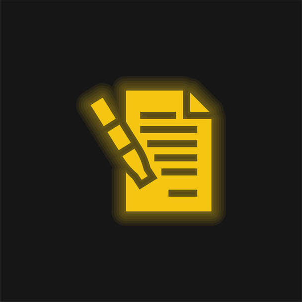 Ikona žlutého zářícího neonu dohody - Vektor, obrázek