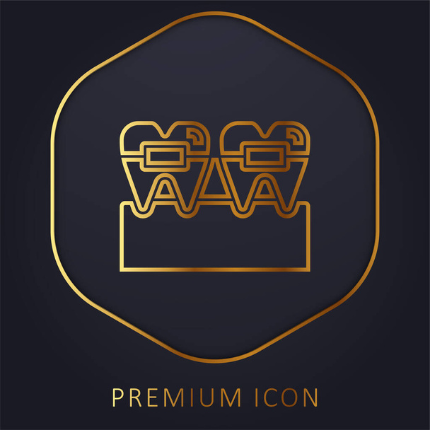 Braces golden line premium logo or icon - Vector, Image