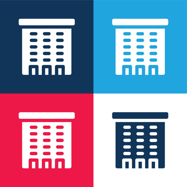 Apartament niebieski i czerwony zestaw czterech kolorów minimalny zestaw ikon - Wektor, obraz