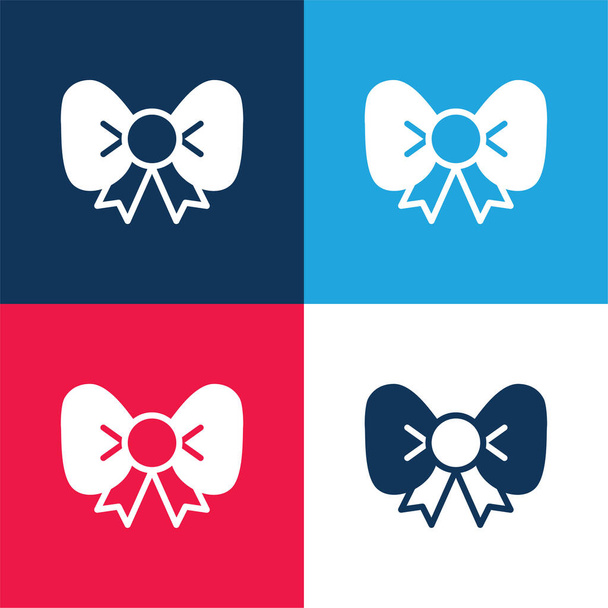 Bow bleu et rouge ensemble d'icônes minimales quatre couleurs - Vecteur, image
