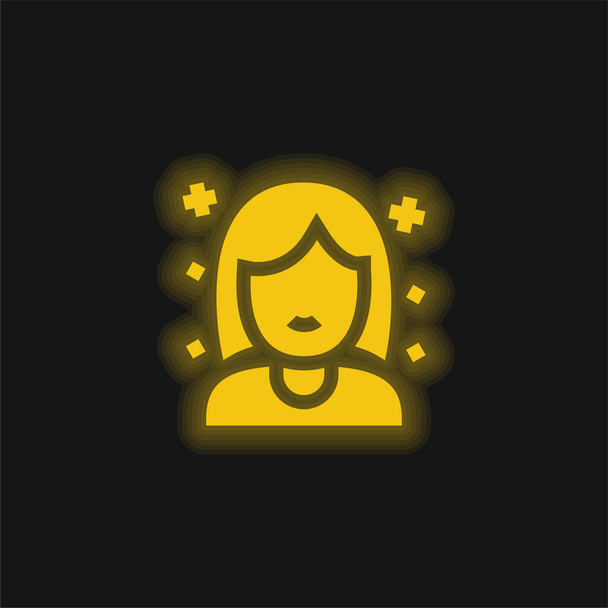 Narozeniny Dívka žlutá zářící neon ikona - Vektor, obrázek