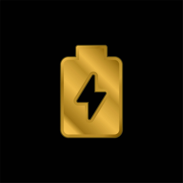 Carga de la batería chapado en oro icono metálico o vector de logotipo - Vector, imagen