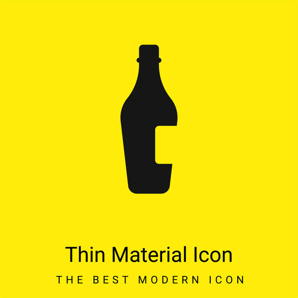 Bottle Of Wine With Label minimal bright yellow material icon - Vector, Image