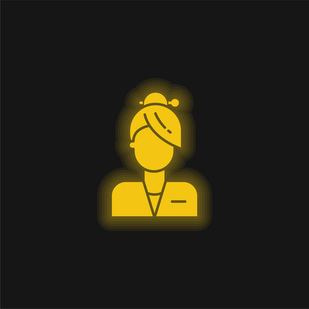 Assistant yellow glowing neon icon - Vector, Image