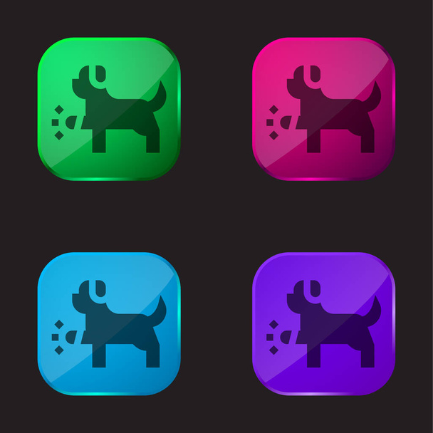 動物の4色ガラスボタンのアイコン - ベクター画像
