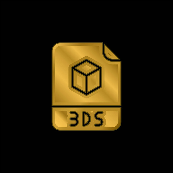 3ds altın kaplama metalik simge veya logo vektörü - Vektör, Görsel