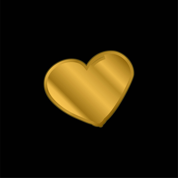 Corazón básico chapado en oro icono metálico o logo vector - Vector, imagen