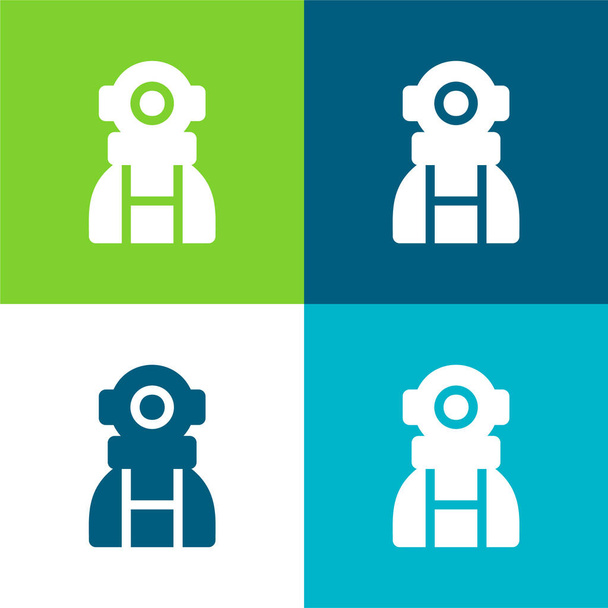 Asztronauta Lapos négy szín minimális ikon készlet - Vektor, kép