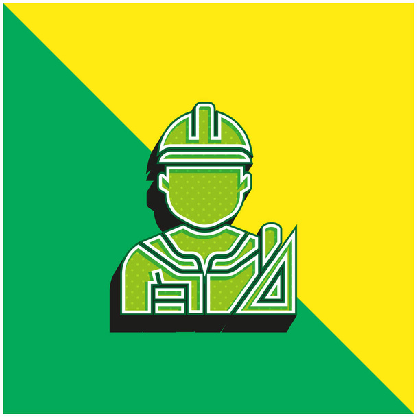 Architect Groen en geel modern 3D vector icoon logo - Vector, afbeelding