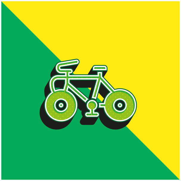 Bicycle Green and yellow modern 3d vector icon logo - Vector, Image