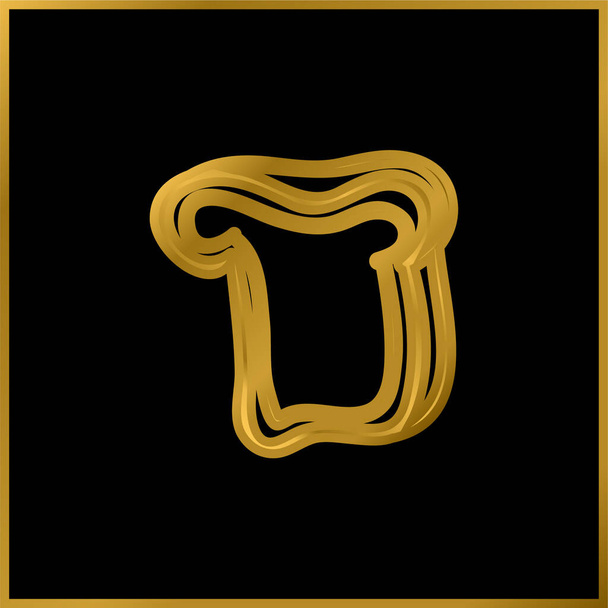 Хліб Шматочок Ручна намальована їжа Золота металева іконка або вектор логотипу
 - Вектор, зображення