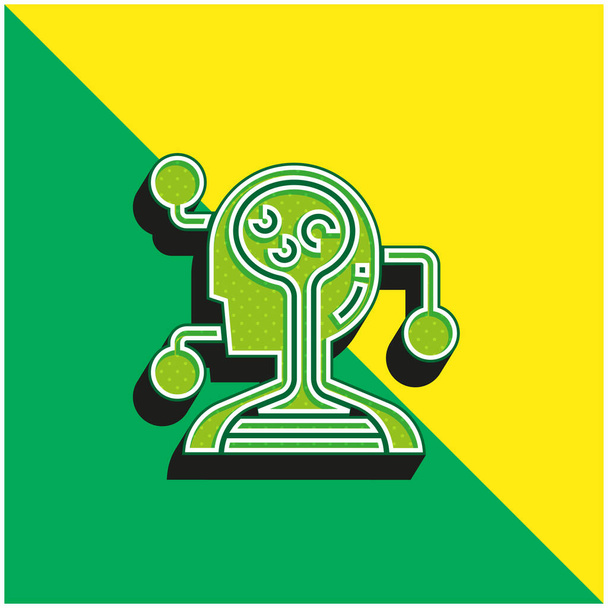 Βιολογία Πράσινο και κίτρινο σύγχρονο 3d διάνυσμα εικονίδιο λογότυπο - Διάνυσμα, εικόνα