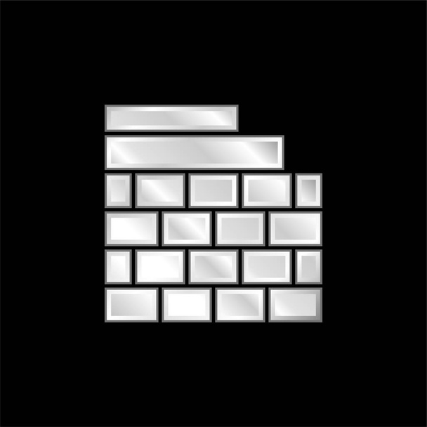 Brickwall prata banhado ícone metálico - Vetor, Imagem