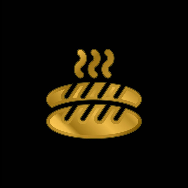 Baguette gold plated metalic icon or logo vector - Vector, Image