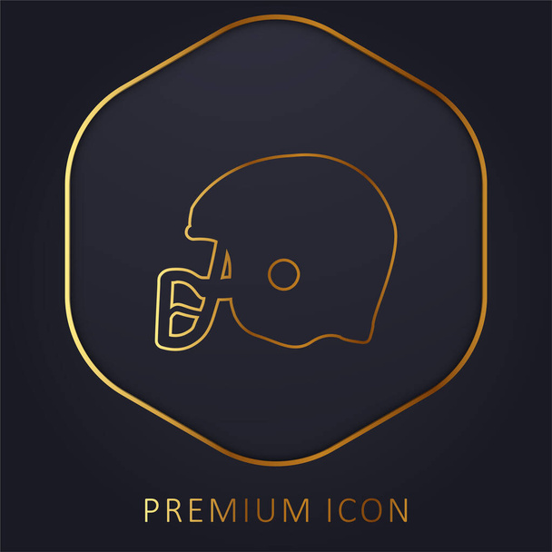American Football Helmet Knocking golden line premium logo or icon - Vector, Image